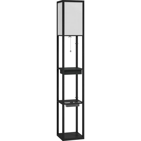 Lampadaire étagère port USB TITIA noir et blanc (1/5)