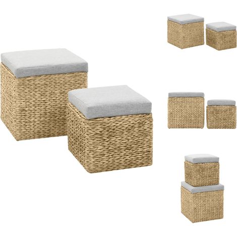 Polsterhocker - Living Ottoman-Set 2 Stk. Seegras Grau (1/5)