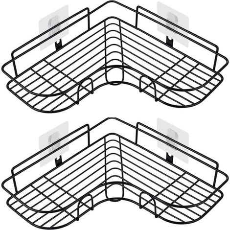 AMXCNOY Badezimmerregal, Duschablage, Eckregal mit Edelstahlaufkleber, Küchenaccessoires, Badezimmerregal, V-förmiges Badezimmerregal, 2er-Set (1/4)