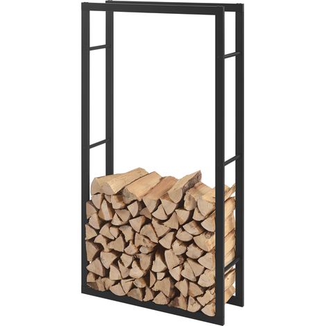 [en.casa] Legnaia 80 x 150 x 25 cm Portalegna, telaio per accatastare legna Acciaio nero