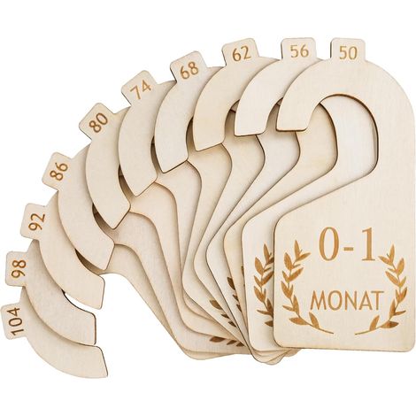 Séparateurs de Placard Bébé en Bois, 10 Pièces Diviseurs de Garde-Robe Bébé, Diviseurs de Garde-Robe 0–24 Mois, Organisateur de Vêtements Bébé, Rangement Dressing Bébé (1/5)
