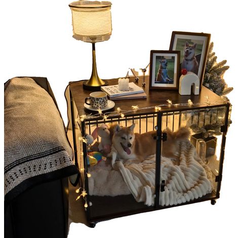 Jaula para perros, diseño elegante, fácil de mover, negra. (1/2)
