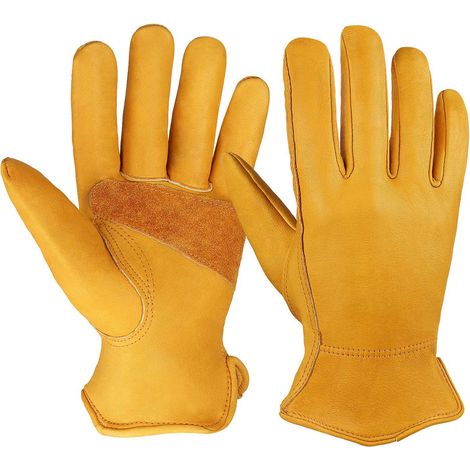 Mens Leather Safety Work Gloves Gardening Gloves Builder Gloves Men Women (1/5)