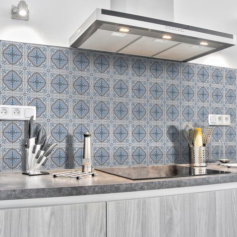 Sticker Mural Carrelage adhésif Cuisine Salle de Bain - 30 STICKERS CARREAUX DE CIMENT AZULEJOS SEGUNDO - 30stickers10x10cm (1/5)