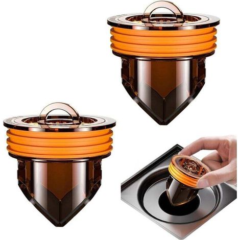 Siphon de sol 2 pièces avec clapet anti-retour, clapet anti-retour pour douche et lavabo, siphon de sol inodore avec suspension magnétique, bouchon de vidange (1/4)