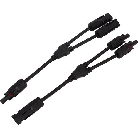 Set de 2 connecteurs photovoltaïques MC4, fiches rapides étanches mâle et femelle en Y pour panneaux solaires, avec clé de serrage. Connecteurs Y appariés pour branchement en parallèle. Étanchéité IP6 (1/5)