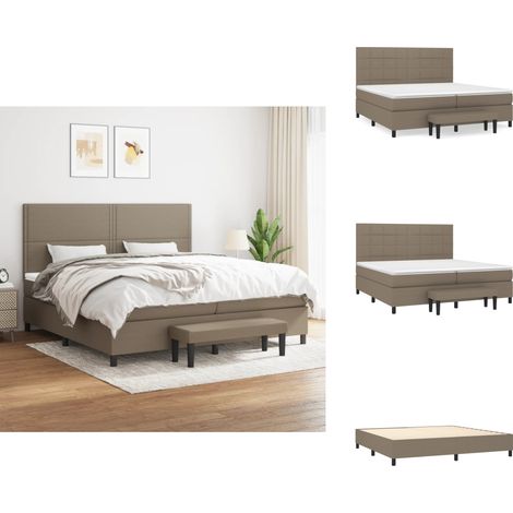 Sommier à lattes de lit avec matelas Taupe 200x200 cm Tissu - Lit Plateforme - Lit Double - Matelas Ressorts Ensachés - Literie Taupe - Meuble Chambre (1/5)