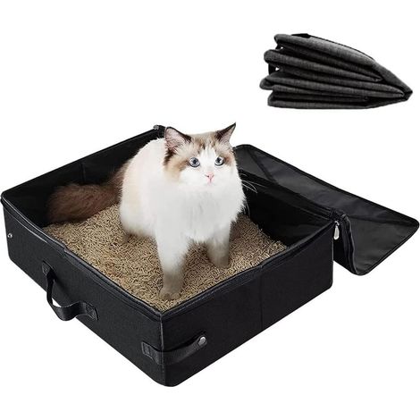 Bac à litière pour chat, bac à litière portable pour les voyages, bac à litière pliable, bac à litière d'extérieur, bac à litière étanche avec couvercle