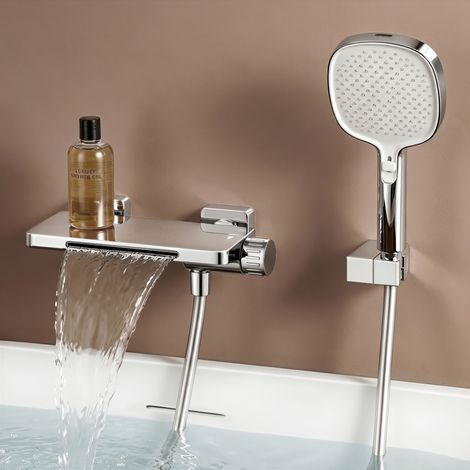 doporro Système de Douche avec Douchettes Douche à Main Robinet Baignoire Pommeau de Douche Chromé 3 Modes de Jet en Laiton Salle de Bain DSN-403