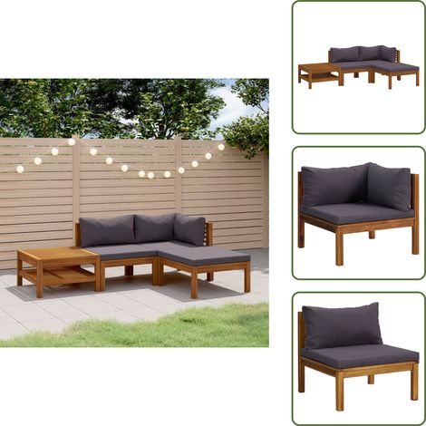 Salon de jardin 4 pcs avec coussin Bois d'acacia solide - Mobilier De Jardin - Salon De Jardin - Set De Salon - Meubles De Jardin - Acacia