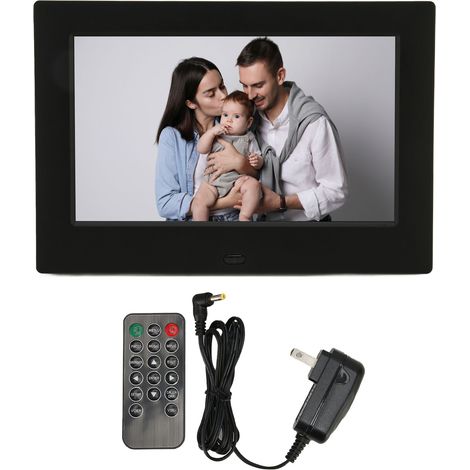 Cadre photo numérique 7 pouces HD 1080P écran numérique avec fonction horloge et calendrier, prise US 100‑240V, album photo électronique (1/5)