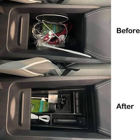 Black material: ABS armrest storage box car interior accessories suitable for Ford Mustang Mac (1/4)
