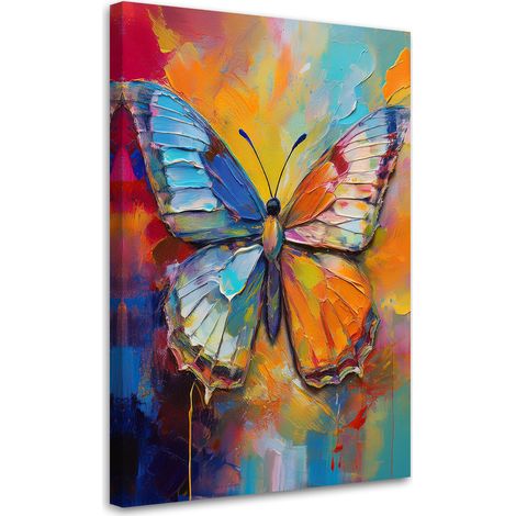 Tableau déco Papillon sur fond coloré 60x90 (1/5)
