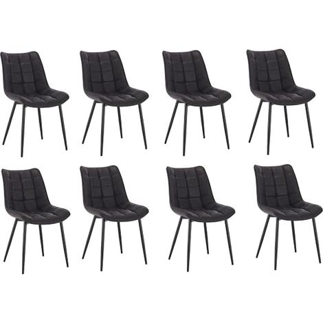 WOLTU  Set of 8 Faux Leather Chairs with Upholstered Seat and Metal Legs for Dining Room, Living Room and Kitchen Room - Anthracite (1/5)
