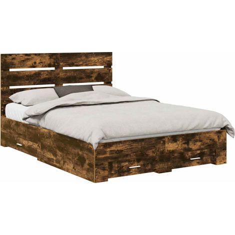 Struttura del letto Rovere fumé 150 x 200 cm Legno multistrato vidaXL (1/5)