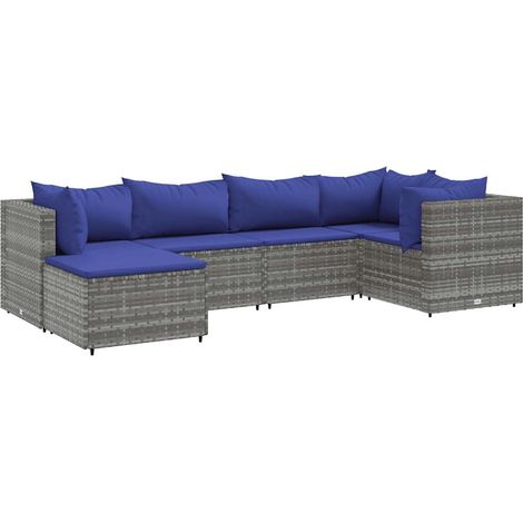 Maison Exclusive - Set Divani da Giardino 6 pz con Cuscini in Polyrattan Grigio (1/5)