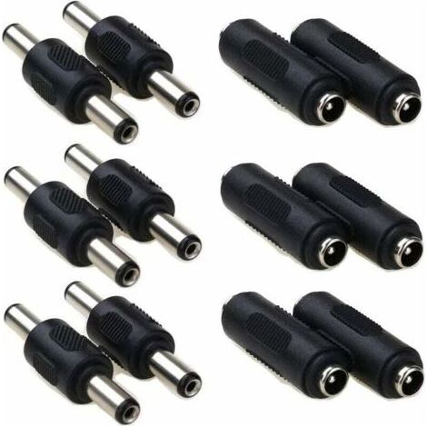 Connettore alimentazione DC 5,5 x 2,1 mm, maschio / maschio barile connettore DC 5,5 x 2,1 femmina a femmina per cctv, monitor dell'automobile, 12 pezzi (1/5)