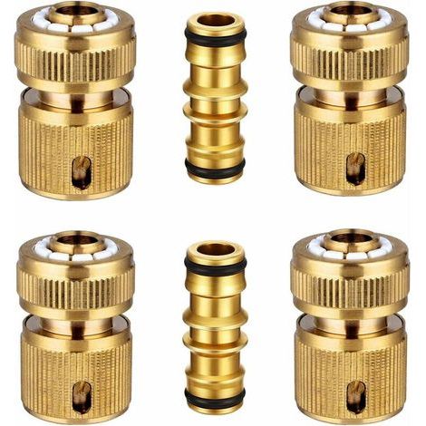 Pack de raccord rapide de tuyau d'arrosage raccord d'extrémité de tuyau Double rallonge de raccord d'extrémité de tuyau pour tuyau d'arrosage Join Garden 1/2 pouce (1/5)
