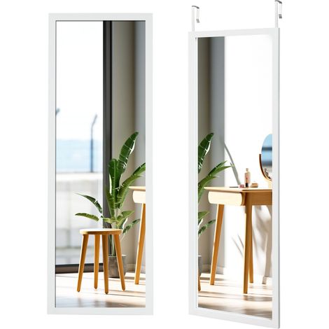 Specchio a figura intera sulla porta o sul muro, Specchio per camera da letto salone spogliatoio 120x37cm Bianco (1/4)