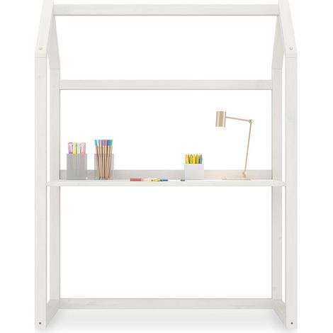 Idimex – Bureau enfant évolutif réglable en hauteur 56-75 cm – Structure en pin massif – Finition lasure blanche – Style Montessori