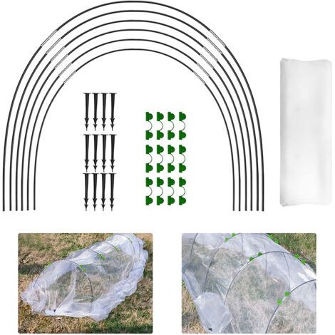 (2.5x6m)Arches de tunnel pour plantes, cadres de plantation, cerceaux de jardin avec revêtement en plastique, cerceaux de support en tissu pour piquet de jardin (1/5)