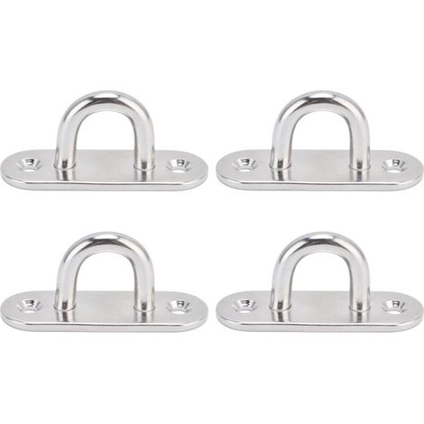 4 pièces de plaque de fixation murale en acier inoxydable pour parasol ovale, plaque à œillet pour parasol oblong (1/5)