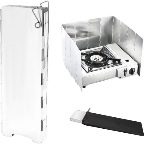 Fornello da campeggio pieghevole in alluminio - 12 bruciatori - Antivento - Con borsa per il trasporto - Leggero e stabile - Per barbecue e fornelli a gas da campeggio (1/5)