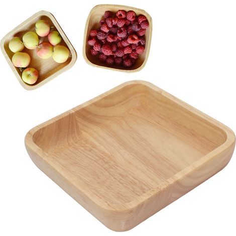 Bol Salade Bois Carré Épais 18cm - Vaisselle de Restaurant Simple et Moderne pour Salades et Riz (1/5)