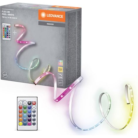 LEDVANCE FLEX 3M LED-Streifen RC, weiß, 9W, 600lm, warmweißes Licht, integrierter Sound-Receiver, RGB-Farbsensor, Fernbedienung, lange Lebensdauer, einfache Montage, Schutzklasse IP20 (1/4)