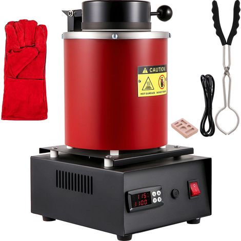 Four à fusion d'or 1350W, 1150°C max, avec creuset céramique 3 kg, lingotière et gants, pour or, argent, cuivre, aluminium. (1/5)