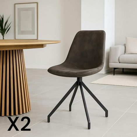 Chaise pivotante grise avec couture (lot de 2) AMSTERDAM (1/5)