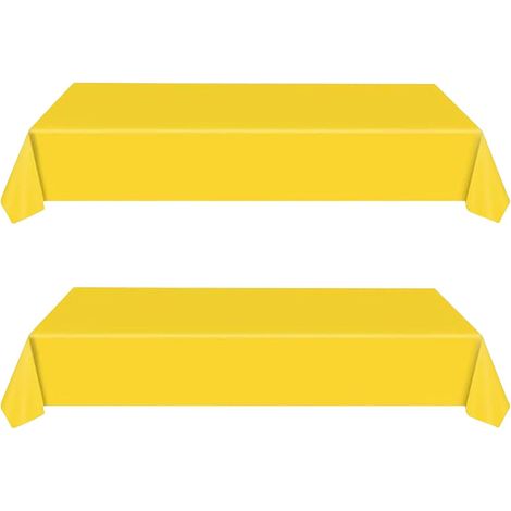 Lot de 2 nappes jaunes jetables, 137x274 cm, imperméables, pour anniversaire, fêtes, mariages, pique-niques, Pâques, Noël. (1/5)