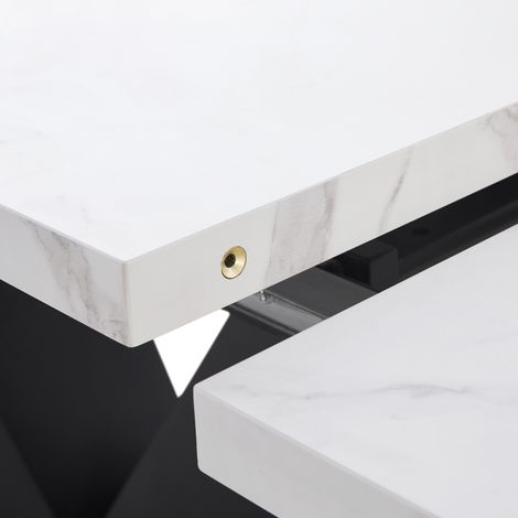 Table extensible (99-159×75cm), table à manger escamotable gain de place, plan large, design flexible, idéale bureau et salon, plateau blanc en V (1/5)