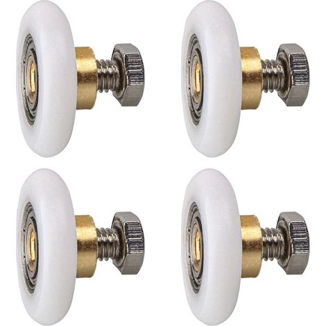 4 pièces Rouleau de porte de douche 25mm, Rouleau Roulette Roue pour Porte de Douche Roulettes Coulissantes Porte Roue de Remplacement pour Rouleau