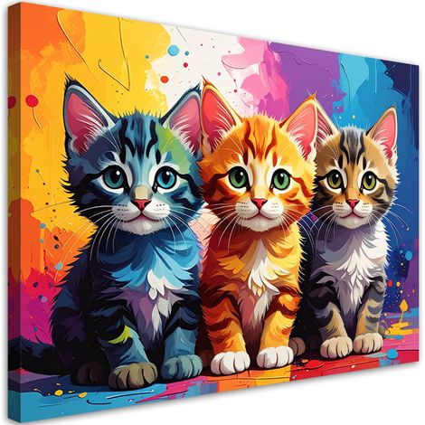 Bild auf Leinwand Bunte kleine Kätzchen Tiere 30x20 (1/5)