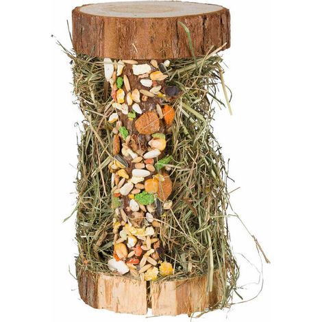 Torre in legno con fieno di montagna 13×17×13cm per conigli e roditori (1/2)