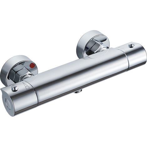 Mitigeur Douche Thermostatique, Robinet Thermostatique de Douche avec Bouton Sécurisé à 38°C, Mural Thermostatique Douche de Baignoire en Laiton Entraxe 150mm, Chromé (1/5)