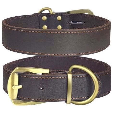 (xl)Qianruida Collier pour Chien Cuir Véritable Colliers Réglables en Cuir - XL (1/5)