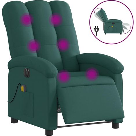Maison Exclusive - Massagesessel Elektrisch Dunkelgrün Stoff
