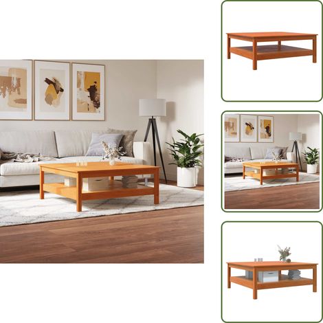 Table basse cire marron 100x100x40 cm bois massif de pin - Table Basse - Meuble TV - Table D'appoint - Table Design - Bois Massif (1/5)