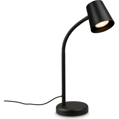 BRILONER - Lampe de chevet avec interrupteur filaire, orientable, GU10, max. 9W, lampe de bureau, lampe table salon, 13x38,5 cm, noir