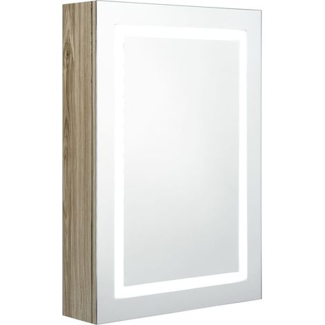 Armoire de salle de bain à miroir LED Chêne 50x13x70 (1/5)