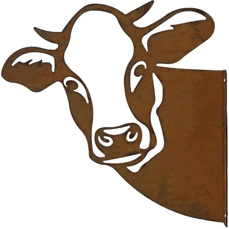 1 pezzo di sagoma di animale da giardino, sagoma di mucca, decorazione in metallo arrugginito, statua arrugginita, adatta per giardini esterni, decorazione per fattoria (bovini)