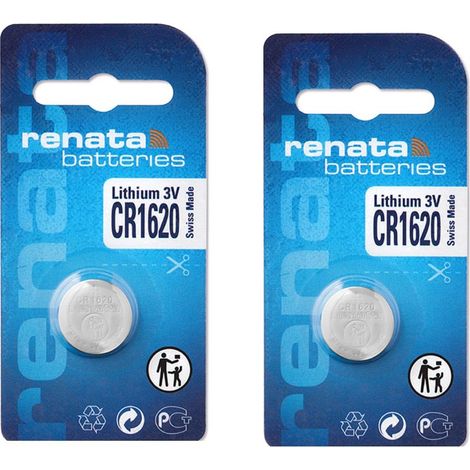 .2 piles Renata CR1620 3V au lithium.
.
