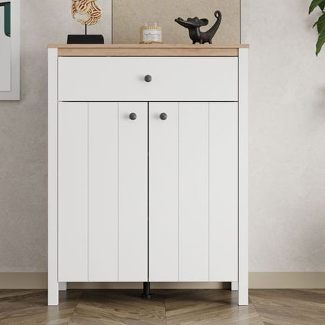 Mobile da Ingresso Russel, un Cassetto, 2 Ripiani, 2 Ante, 86x40x111h cm Bianco (1/5)
