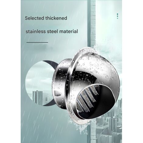 NALOOKAMIC  Hotte en acier inoxydable, protection contre la pluie, évent, ventilation, hotte aspirante, tuyau d'évacuation de hotte de cuisinière, sortie d'air