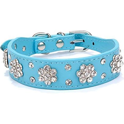 RGE Collier pour chien en strass brillants Collier pour chien en strass prune Collier pour chien en laisse pour chien 372.5CM(bleu) (1/4)