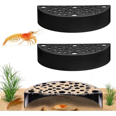 nascondigli in plastica per gamberetti, creativi nascondigli sotterranei per gamberetti, grotta semicircolare in ABS, accessori per acquario per piccoli pesci dove giocare e riposare (nero)