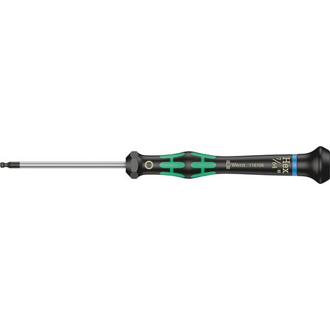 Wera, 2052 Giravite esagonale con sfera per l'elettronica, 7/64 pollice x 60 mm (1/5)