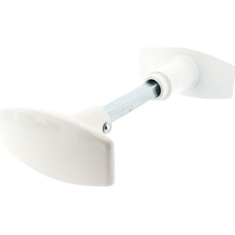 Poignée de porte bouton double carré de 6/7, Alu blanc